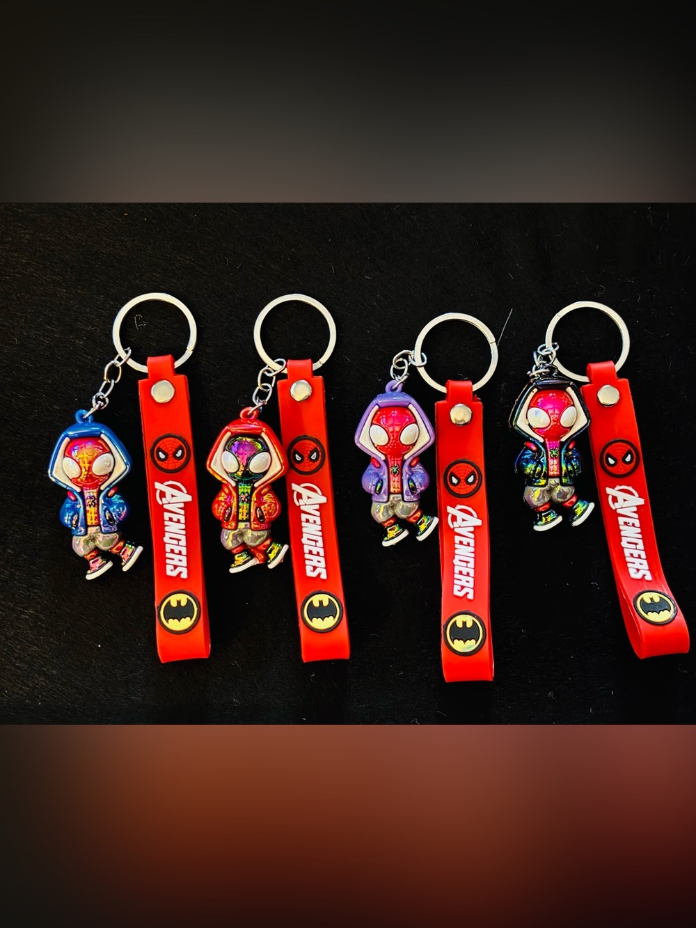 Set of 4 Spider-Man Inspired Avengers Keychains – Colorful Character Charms